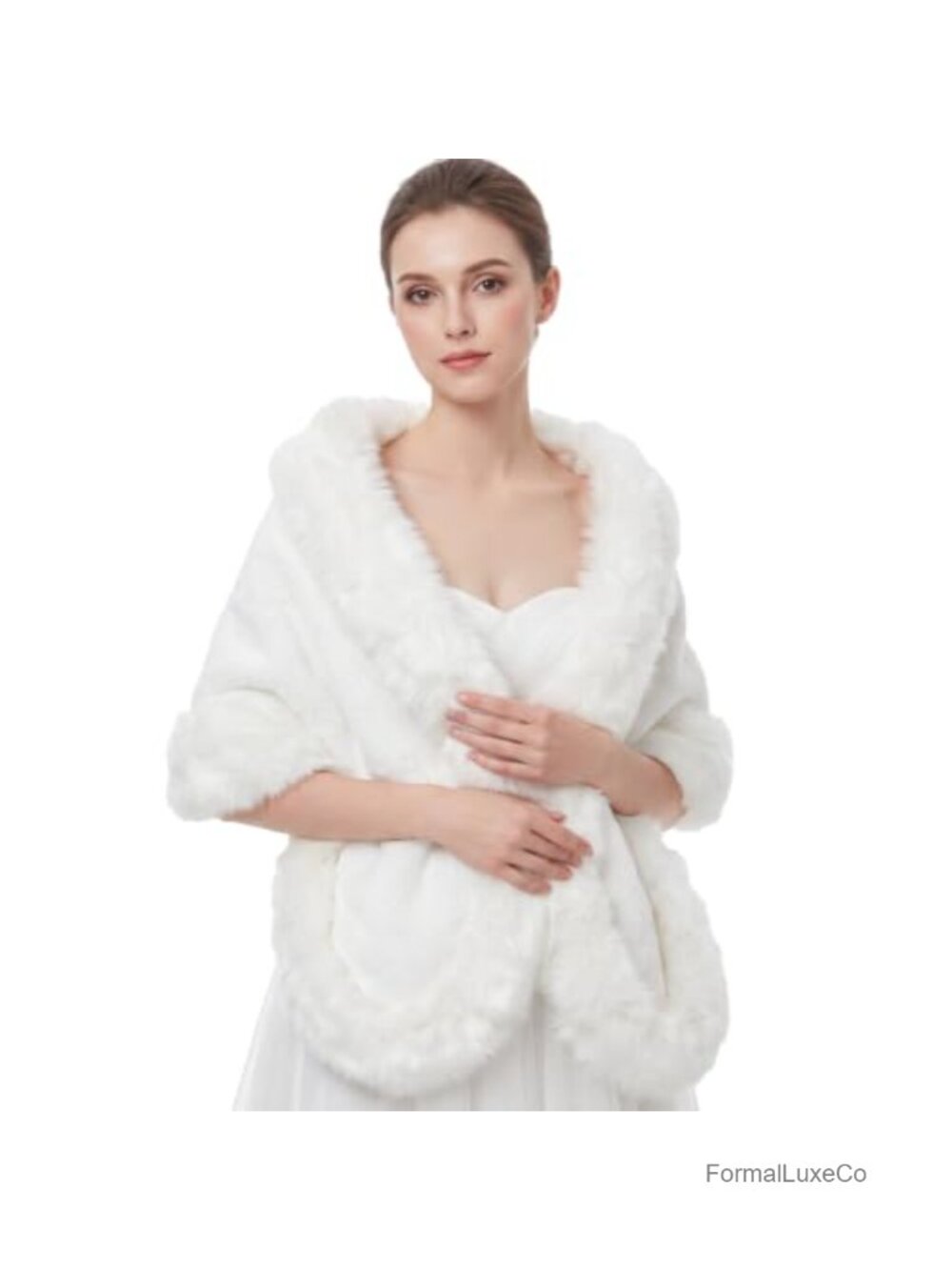 Faux Fur Shawl Wrap Long Fluffy Winter Bridal Wedding Stole